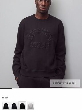 Reigning Champ Black Embroidered Logo Crewneck Sweatshirt